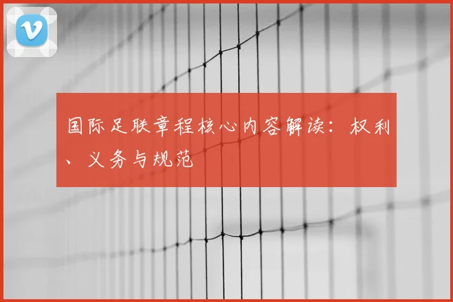 国际足联章程核心内容解读：权利、义务与规范